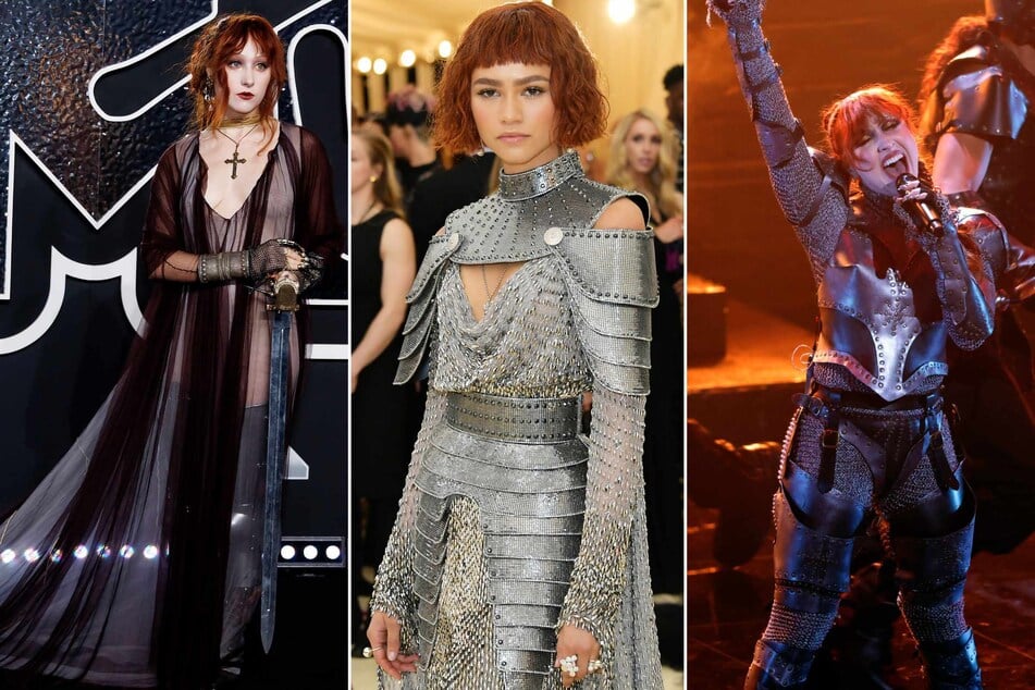 Zendaya (c) and Chappell Roan (l, r) each nailed the look for the 2018 Met Gala and MTV VMAs respectively.