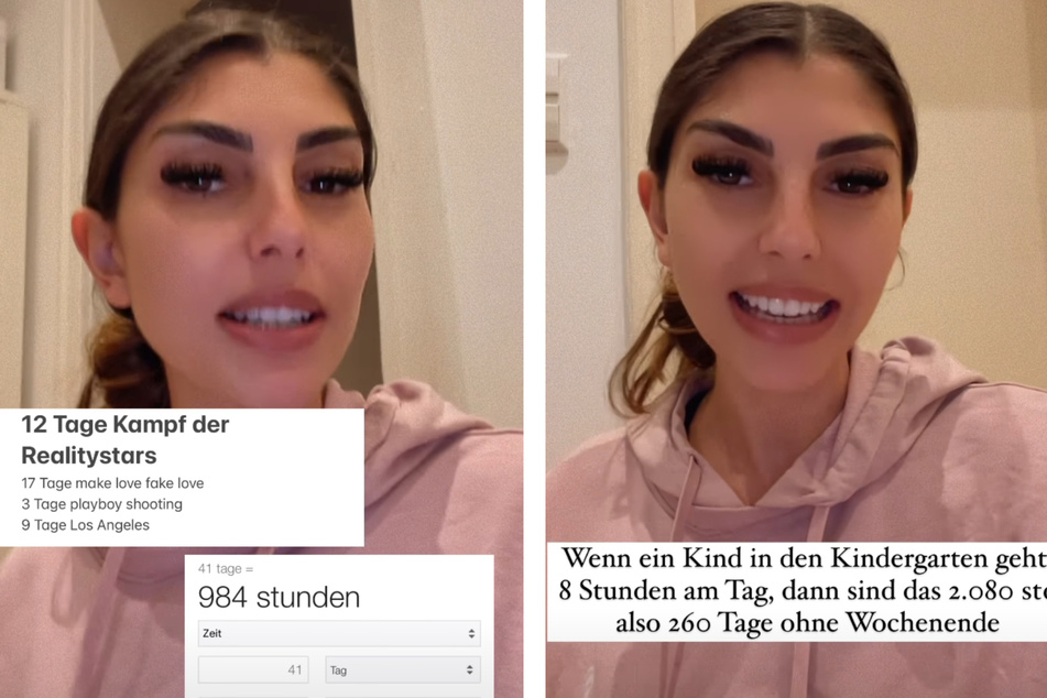 Auf Instagram rechnet Yeliz (29) ihren Fans ihre Arbeitstage vor.