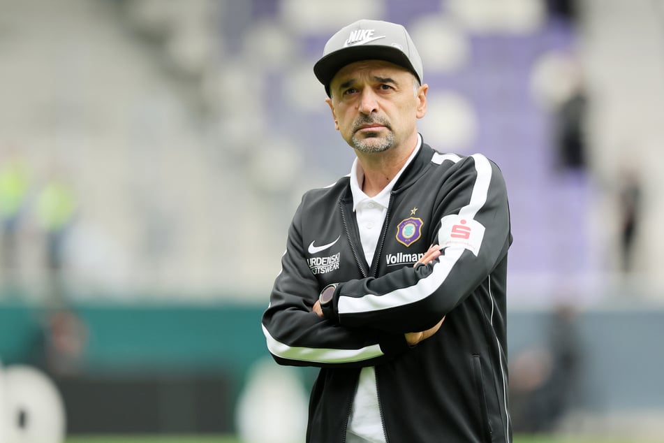 Aue-Cheftrainer Khvicha Shubitidze (51) hat sich besonders über die Leidenschaft seiner Mannschaft gefreut.