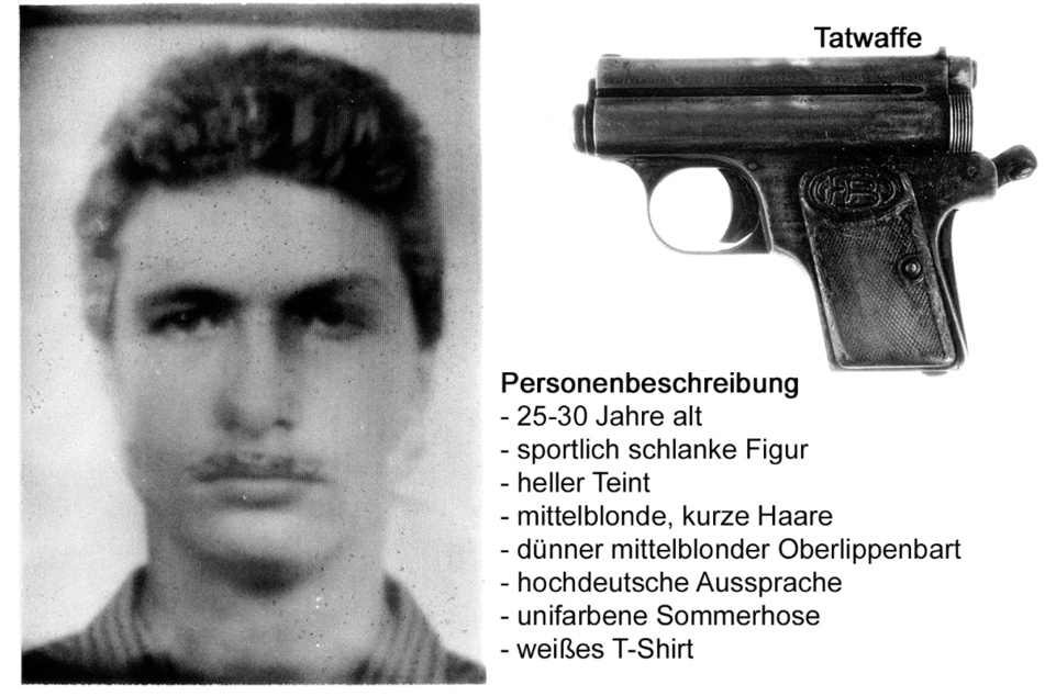 Dieses Phantombild zeigt den Unbekannten, der die Tatwaffe (r.) aus dem Schließfach an der Frankfurter Hauptwache holen wollte.