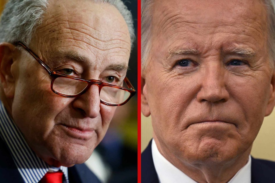 President Joe Biden (r.) praised Friday a speech by US Senate leader Chuck Schumer (l.) urging new elections in Israel on Friday, saying that many Americans shared concerns about Prime Minister Benjamin Netanyahu's handling of the Gaza war.