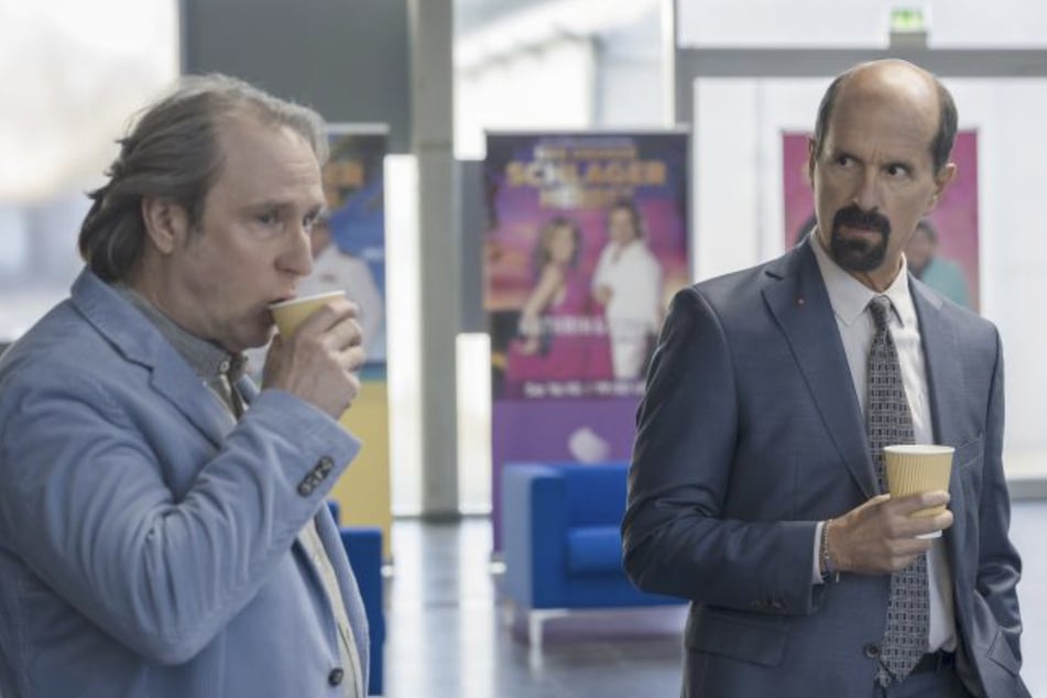 Kommen zur Aufführung des neuen Stromberg-Films nach Dresden: Bjarne Mädel (57, l.) und Christoph Maria Herbst (59).