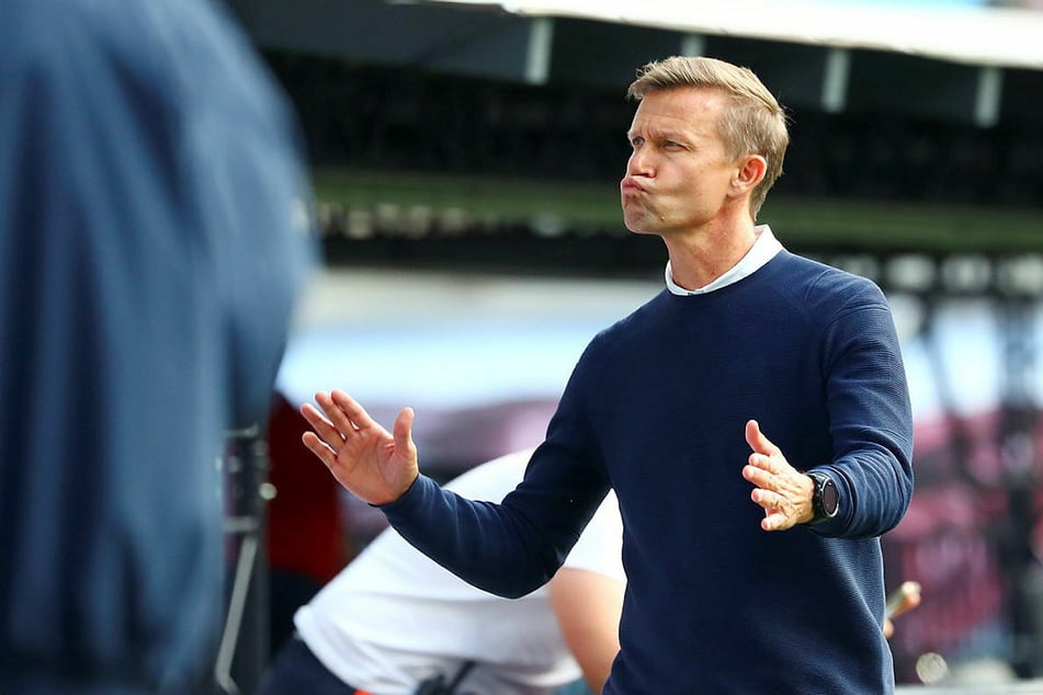 Endlich wieder Grund zur Freude hat RB-Trainer Jesse Marsch (47) nach dem deutlichen 6:0 über Hertha BSC.