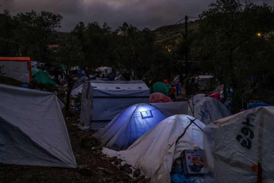 Ein Blick auf das Zwischenlager neben dem Lager Moria auf der Insel Lesbos.