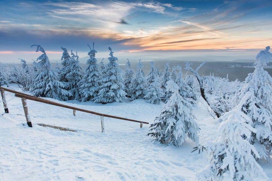 Eine prächtige Landschaft gibt es jetzt auch auf dem Fichtelberg.