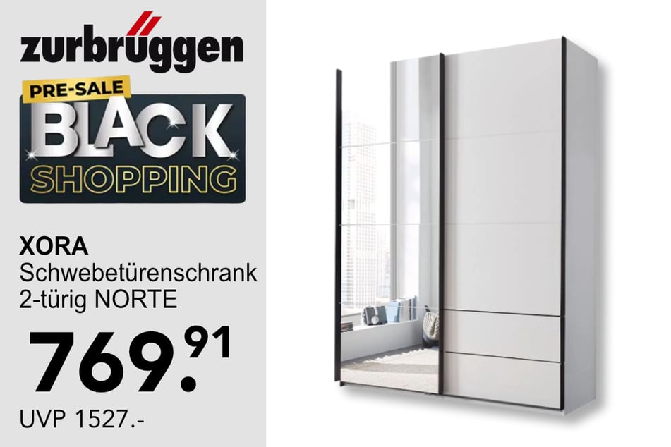 Der XORA Schwebetürenschrank NORTE für 769,91 statt 1.527 Euro.