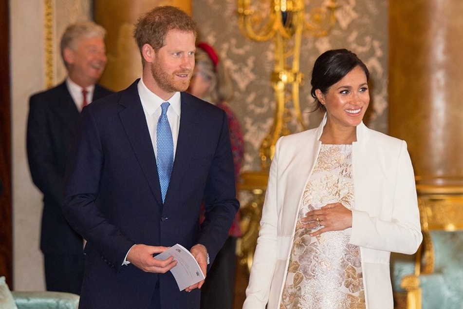 Prinz Harry und Herzogin Meghan beim Empfang im Buckingham Palace.