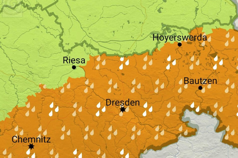 An Sonntagmittag, 12 Uhr, sagt der DWD Dauerregen für Dresden vorher.