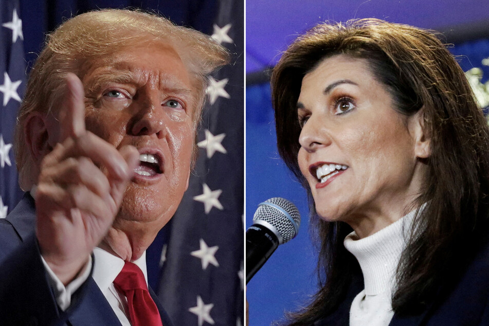 Republican presidential candidates Donald Trump (l.) and Nikki Haley traded barbs after the latter's Washington DC primary win.