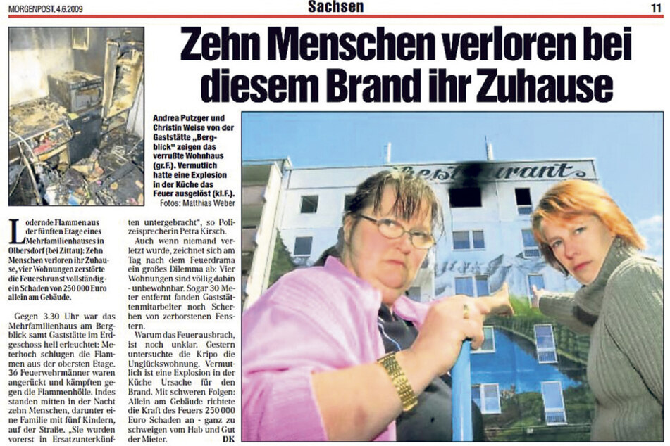 So berichtete die Morgenpost am 4. Juni 2009 über die Explosion.