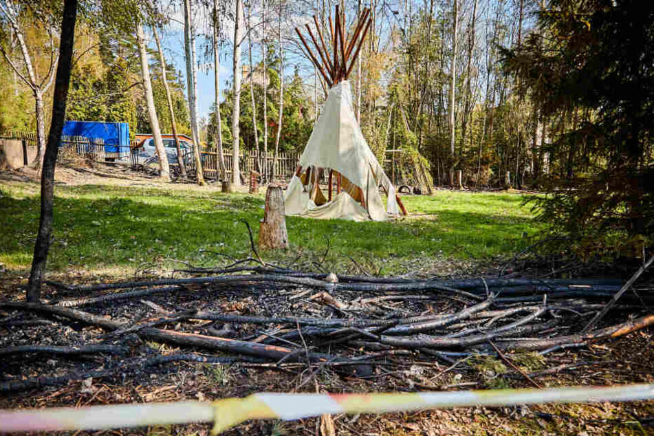 Von der Hecke blieb beim Indianerdorf nicht mehr viel übrig.
