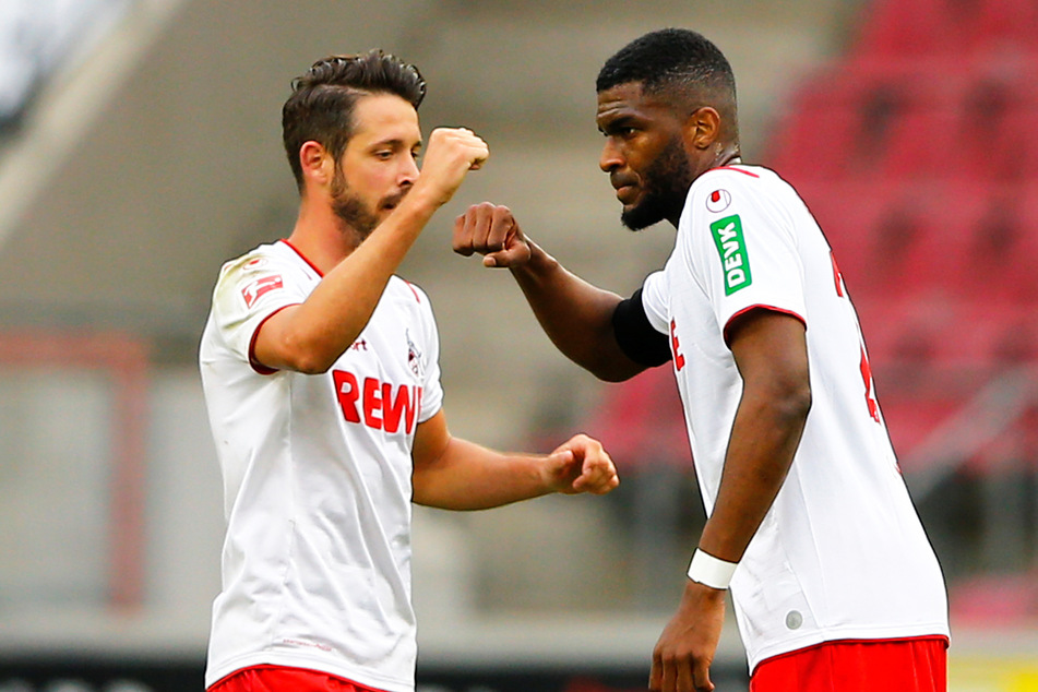 Anthony Modeste (r, 32) mit seinem Stürmerkollegen Mark Uth (28).