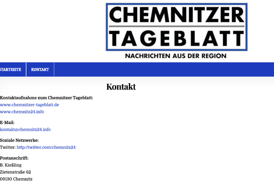 Das Impressum auf der Internetseite www.chemnitz24.info scheint nicht zu stimmen.
