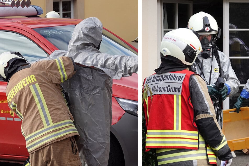 Die Feuerwehr war mit Schutzanzügen und unter Atemschutz im Einsatz.