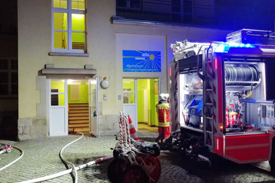 Im Keller des Kindergartens brannte es.