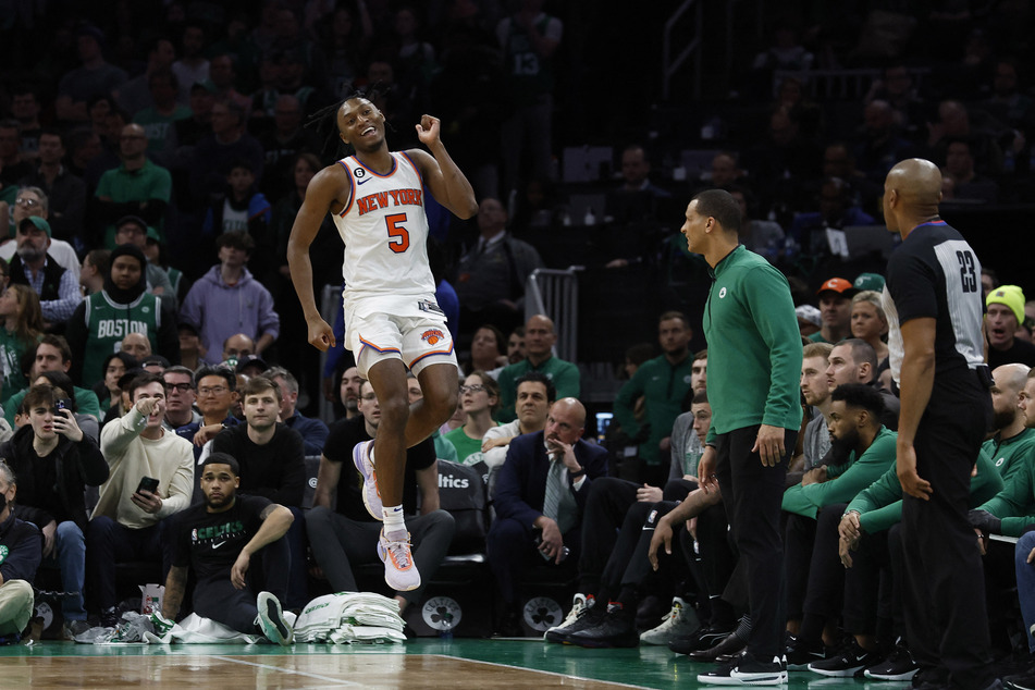 Immanuel Quickley scored a career-high 38 points for the New York Knicks in their OT win over the Boston Celtics.