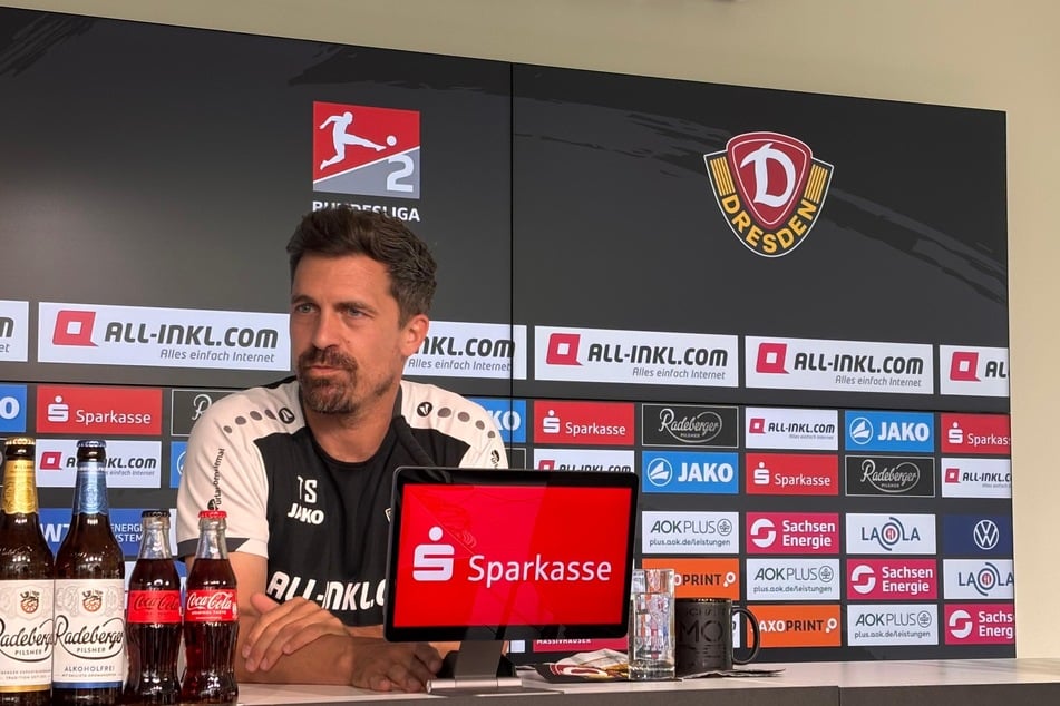 Dynamo-Trainer Thomas Stamm (42) sprach am Freitag über die personelle Lage vor der Partie in Elversberg.