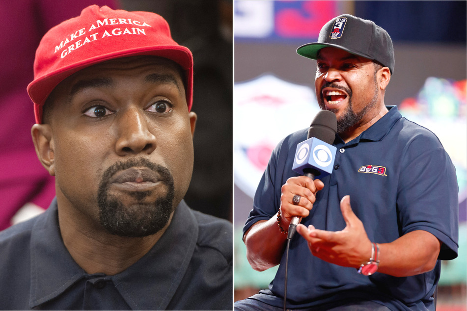 Ice Cube (r.) said in a recent interview that fellow rapper Kanye "Ye" West has "learned a lot" following a string of antisemitic statements he made last year.