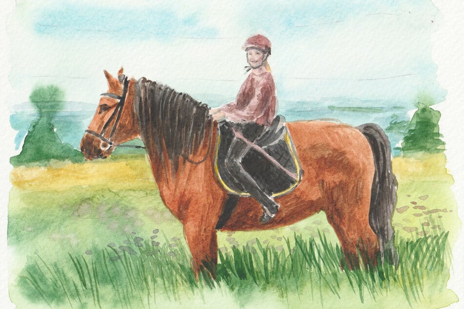 (Aus-)Gezeichnete Weihnachtsüberraschung: Die Beschenkte wurde heimlich in den Sattel von Stute Gerda gemalt.
