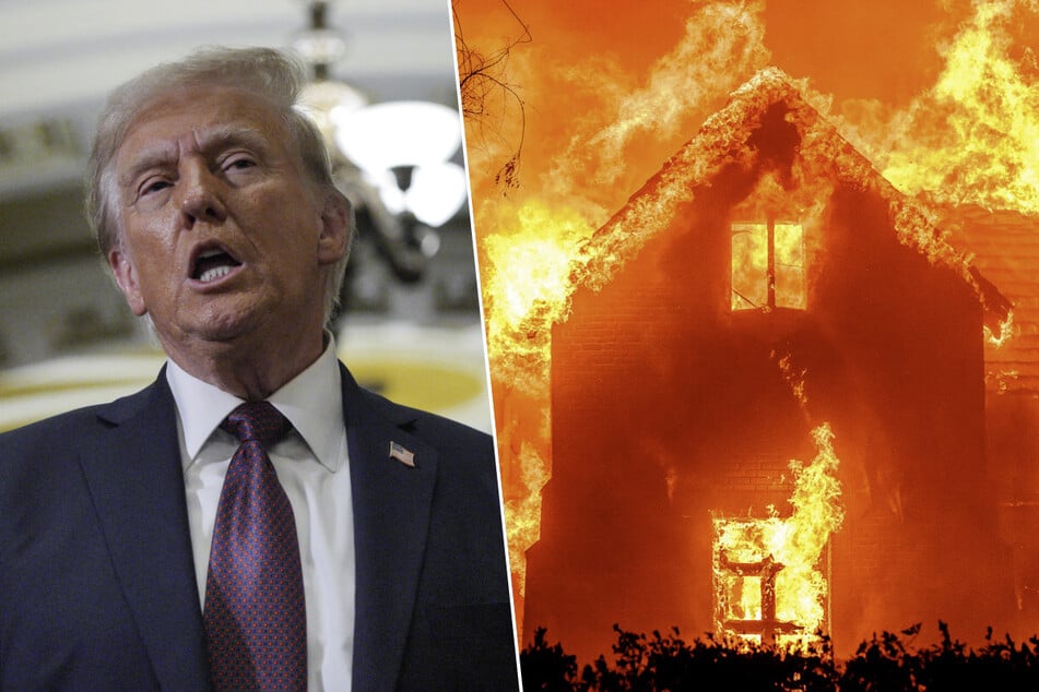 Donald Trump has blamed Joe Biden for a lack of funding in FEMA and dried-up fire hydrants, as wildfires continue to assault Los Angeles.