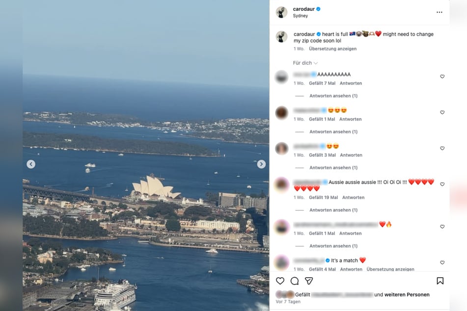 Auf Instagram postete die Influencerin einen Beitrag mit Fotos von Australien und einer vielsagenden Bildunterschrift.