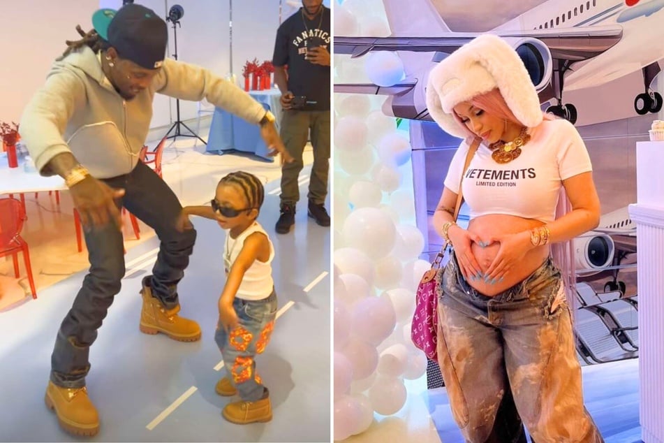 Over the weekend, married rappers Cardi B (r.) and Offset reunited to celebrate their son's birthday amid their divorce proceedings.