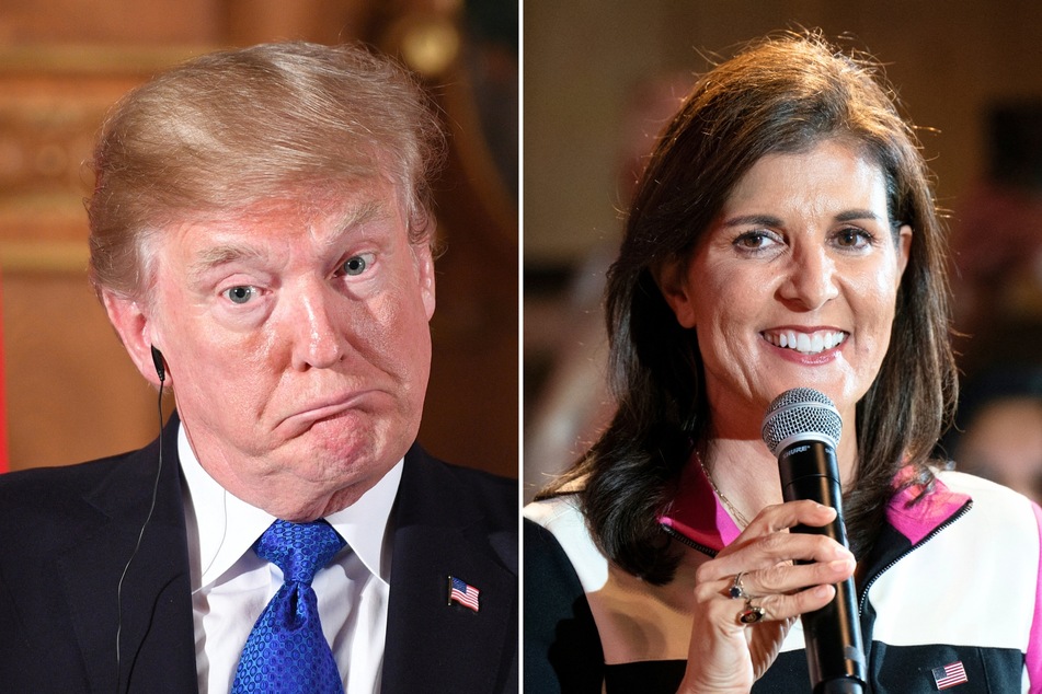 Nikki Haley (r.) made a cameo on the show Saturday Night Live this weekend as she prepares to face Donald Trump in the upcoming South Carolina Republican primary election.