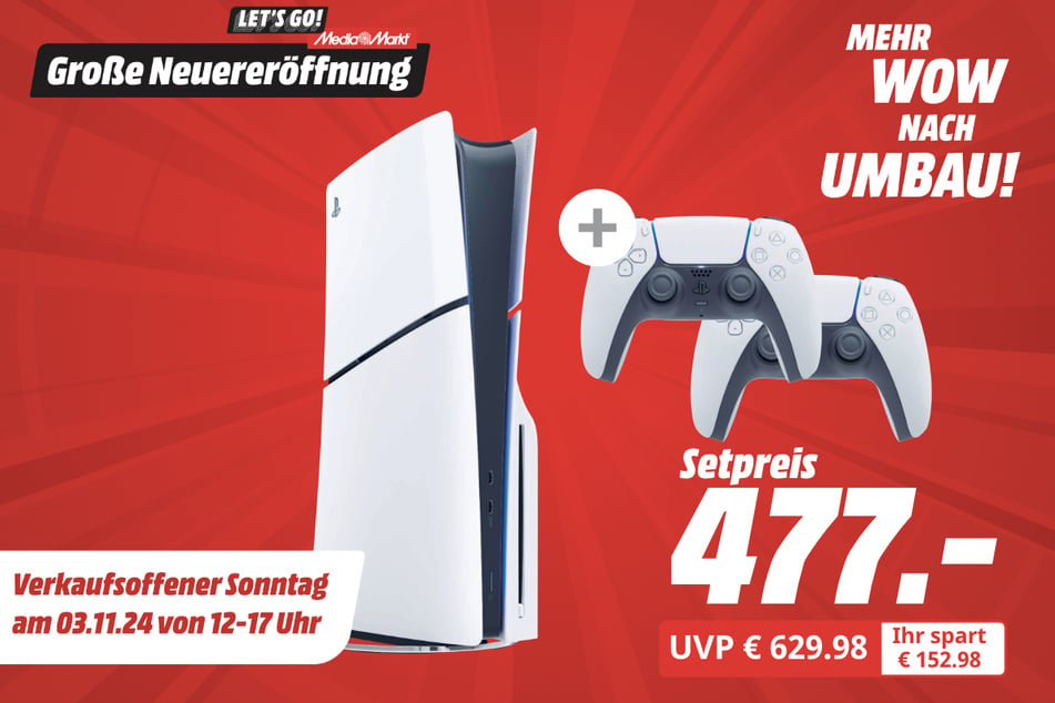 Sony PlayStation 5 Slim für 477 statt 629,98 Euro.