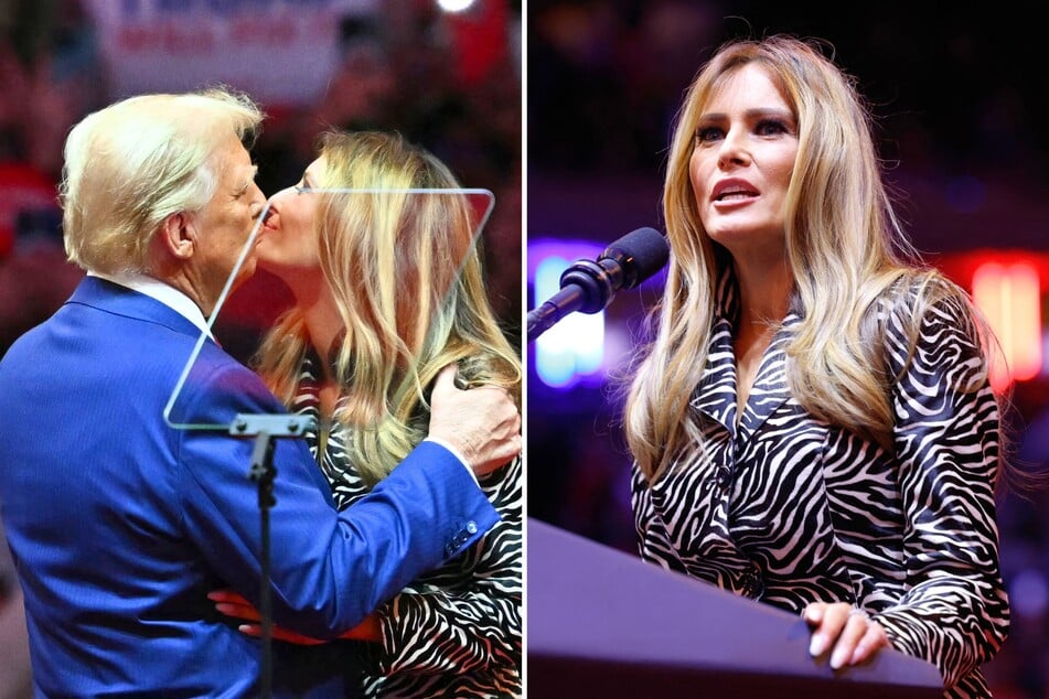 Social media users have been debating whether Melania Trump (r.) dodged a kiss from her husband Donald Trump (l.) during his recent rally at Madison Square Garden.