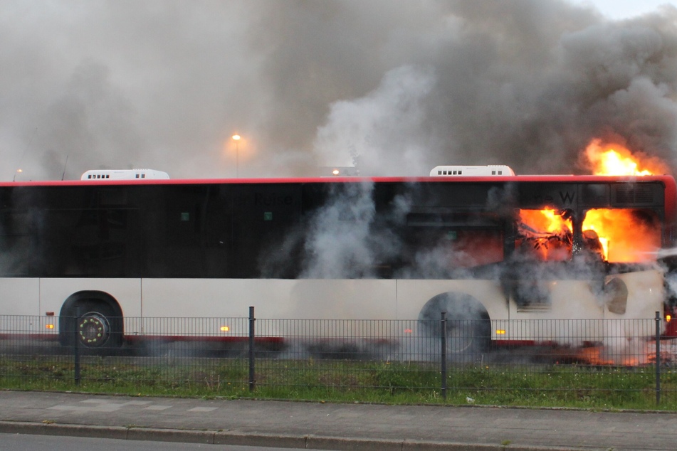 Fahrer parkt seinen Bus, wenig später steht dieser lichterloh in Flammen