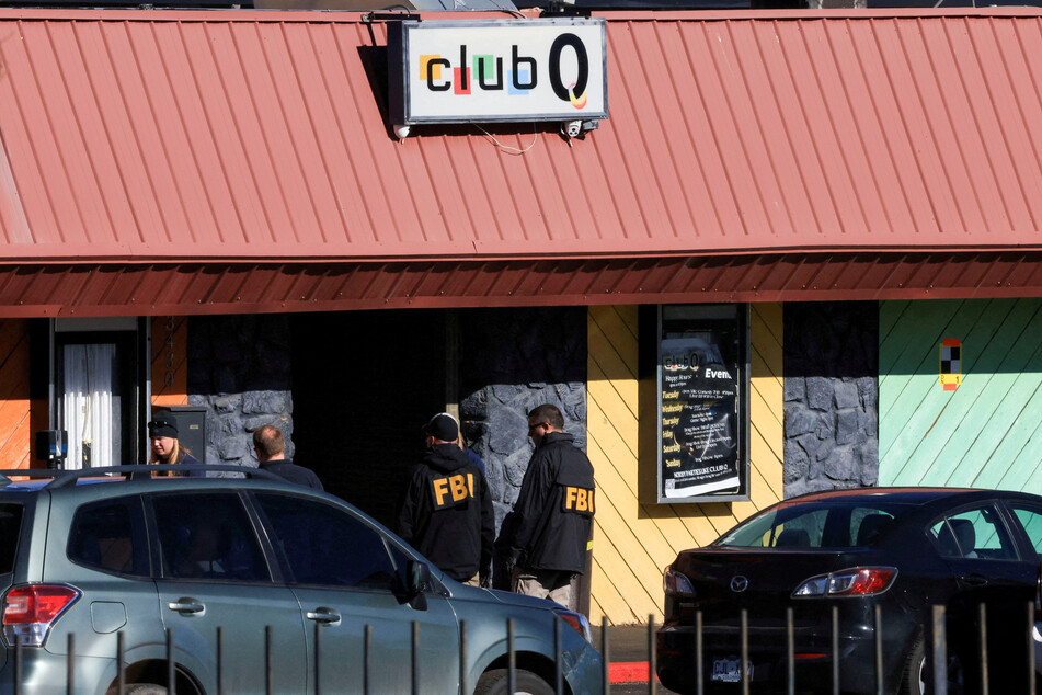 FBI agents stand outside the Club Q, an LGBTQ+ nightclub, following a mass shooting in Colorado Springs, Colorado.