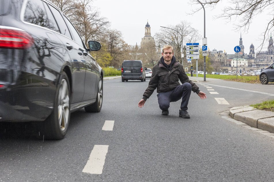 Dieser Fahrradstreifen sollte verlängert werden, fordert Grünen-Politiker Niclas Rentschler (26).