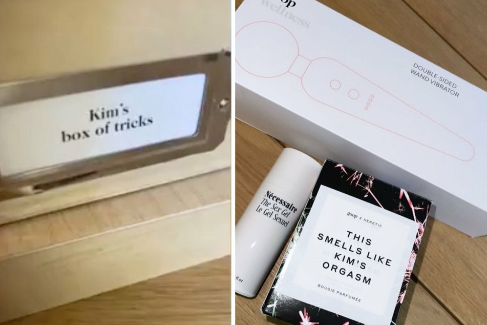 Kim's very own "orgasm scent" candle came alongside other products meant to spice up the star's single life.