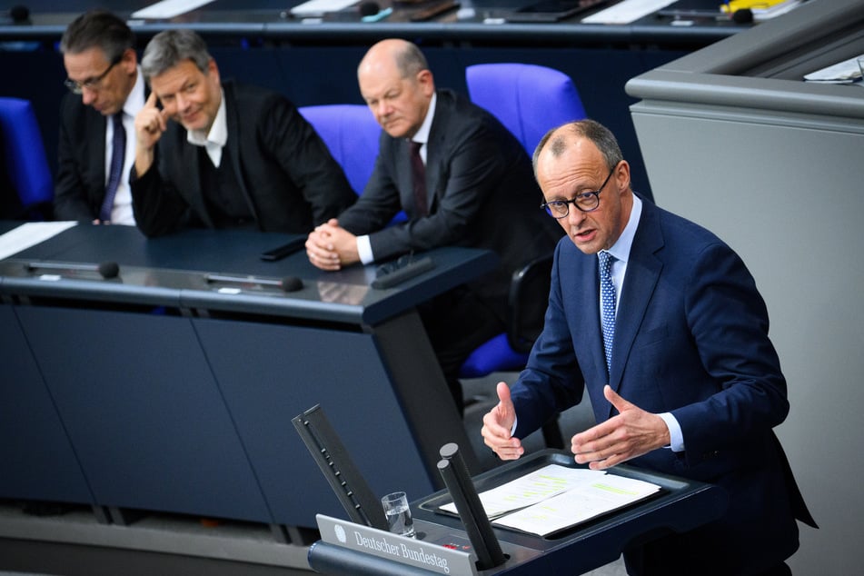 CDU-Chef Friedrich Merz (69) am Donnerstag im Bundestag.