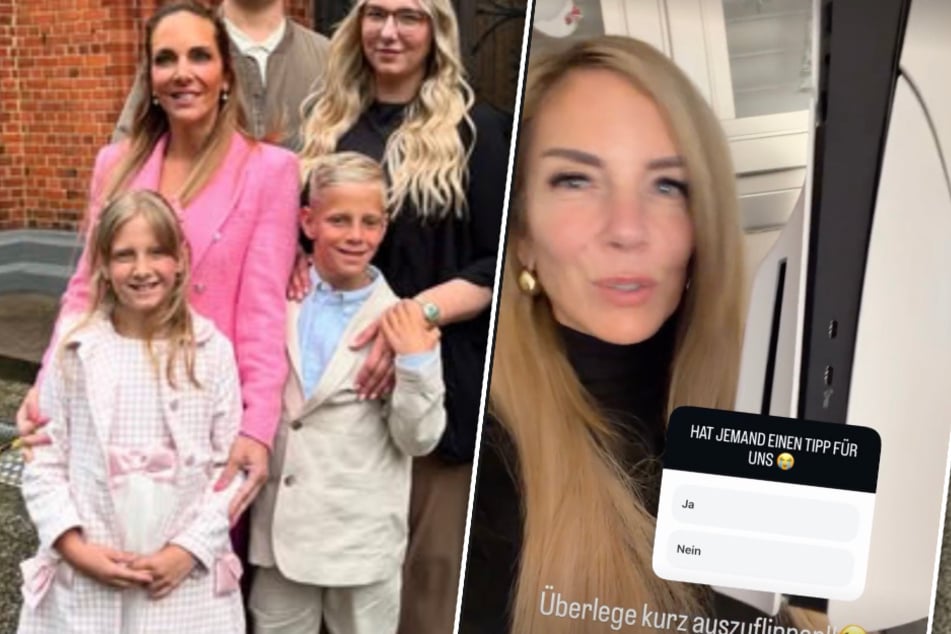 Ihr jüngster Sohn Diego (9, im hellen Anzug) machte seine PlayStation nur wenige Tage nach Weihnachten schon wieder kaputt.