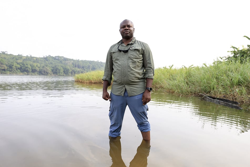 Portrait of Aristide Takoukam Kamla, a marine biologist, researcher, and conservationist specialising in the African manatee, in Dizangue, on December 11, 2024.