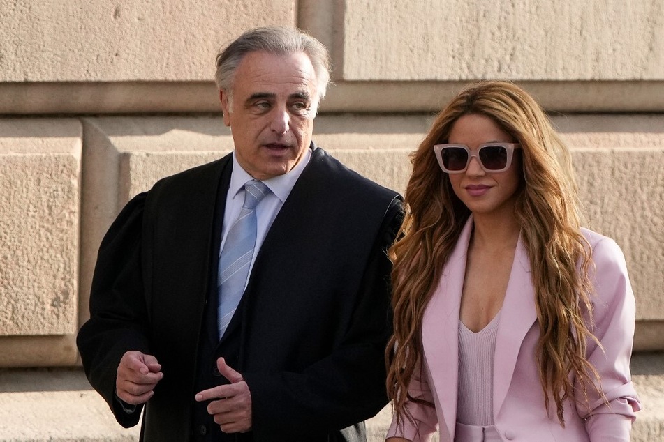 Shakira arrives with her lawyer Pau Molins at the High Court of Justice of Catalonia for her trial on tax fraud, in Barcelona, Spain, on November 20, 2023.
