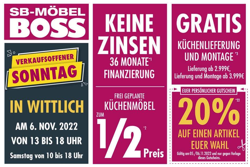 Diese Aktion füllt am Sonntag (6.11.) die Gänge bei Möbel Boss