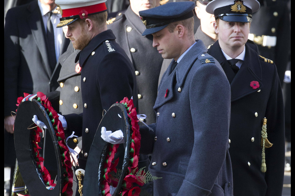 The statue ceremony will mark more than a year since the two have met. The brothers are pictured here participating in a 2019 Remembrance Sunday service.