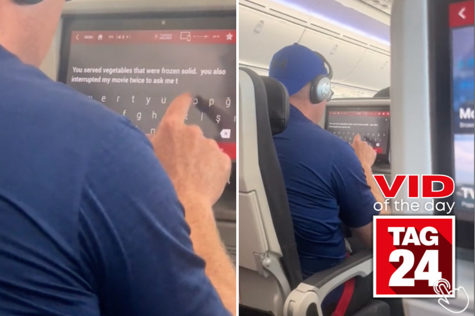 Today's Viral Video of the Day features a man who was unknowingly captured writing a dashingly-honest (and hilarious) review on being served some frozen veggies and interrupted multiple times from watching his movie.