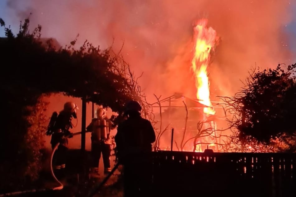 Meterhohe Flammen schlugen im Oktober 2021 aus dem Gewächshaus.