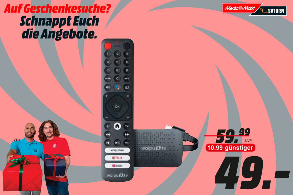 waipu.tv 4K-Stick plus Fernbedienung für 49 Euro.