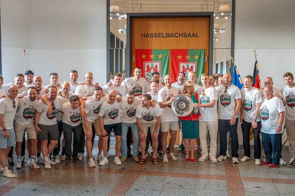 Der SC Magdeburg wurde am Montag im Magdeburger Rathaus geehrt.