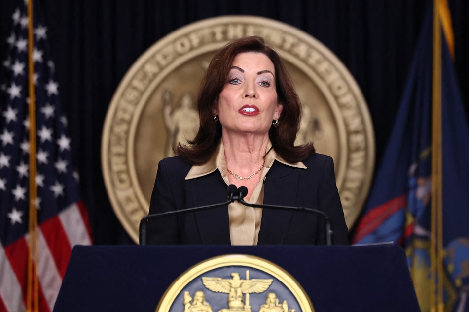 Governor Kathy Hochul (pictured) proposed a package of oversight "guardrails" Thursday against New York City Mayor Eric Adams.