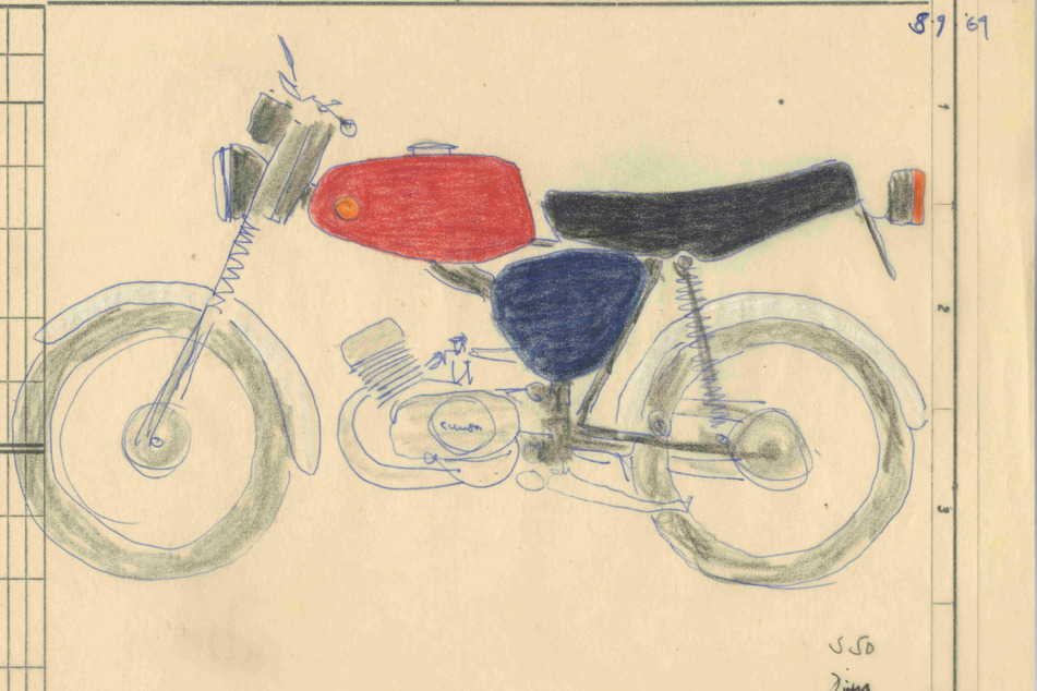 Karl Clauss Dietels Skizze der Simson S 50 von 1969.