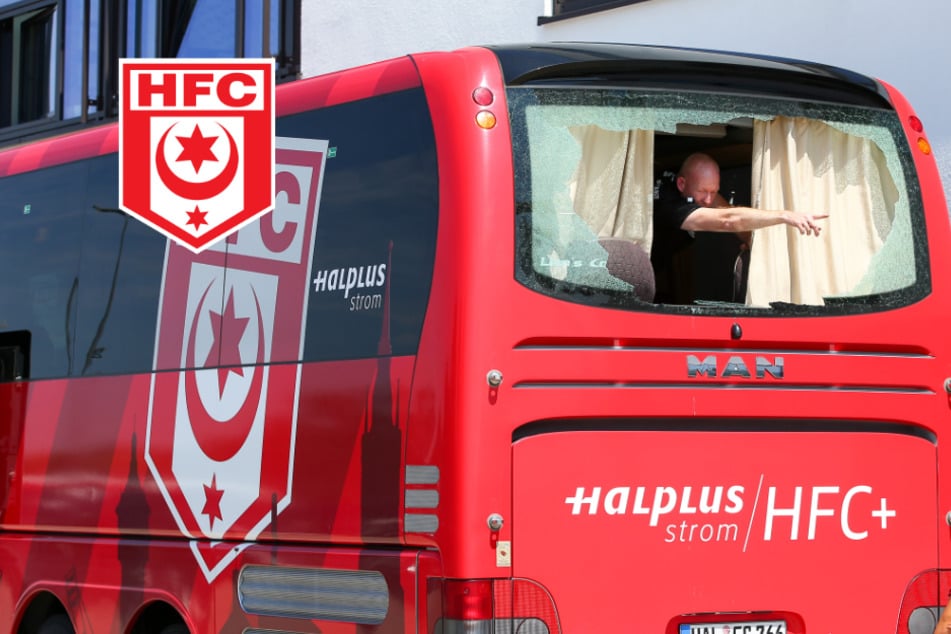Bus des Halleschen FC vor dem Spiel beim FSV Zwickau beschädigt