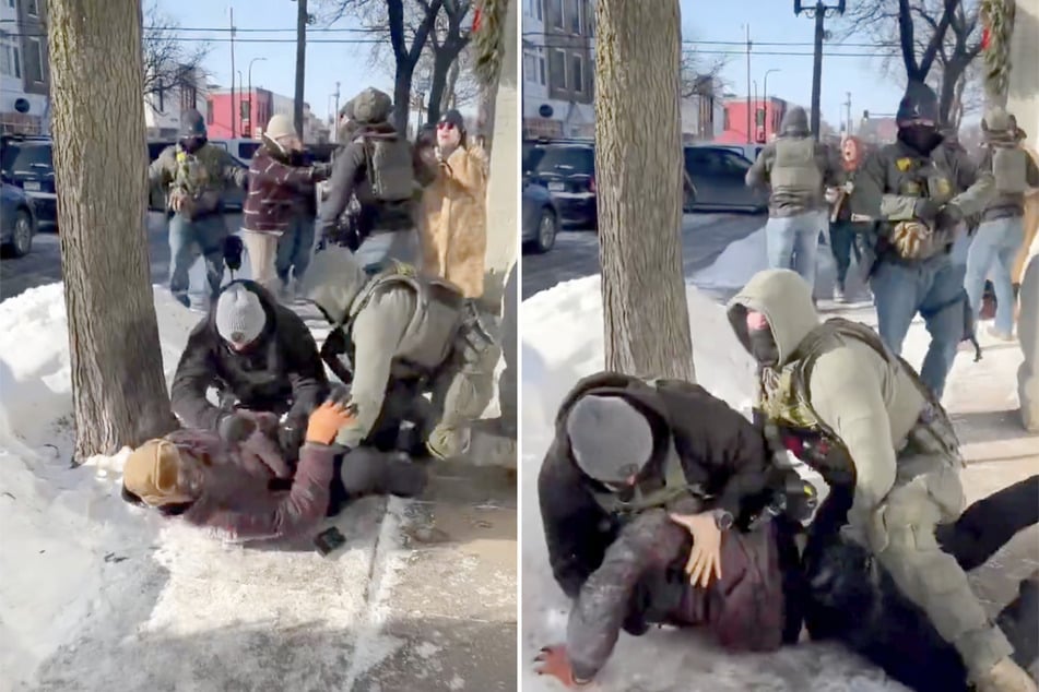 Während ein unschuldiger Mann von ICE-Beamten zu Boden gedrückt wurde, filmten nahestehende Menschen den Moment.