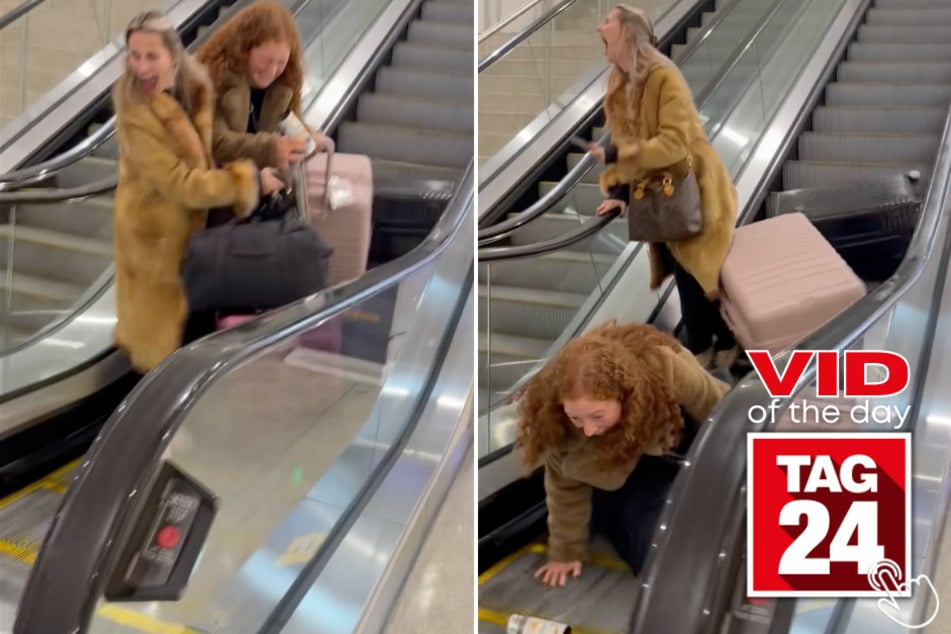 Ever seen pure travel chaos caught on camera? One runaway suitcase says it all!