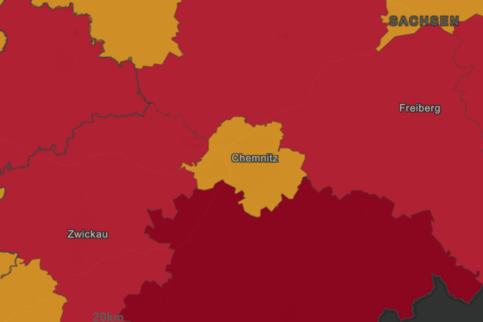 Laut dem Robert Koch-Institut ist die Stadt Chemnitz nicht als Risikogebiet eingestuft.