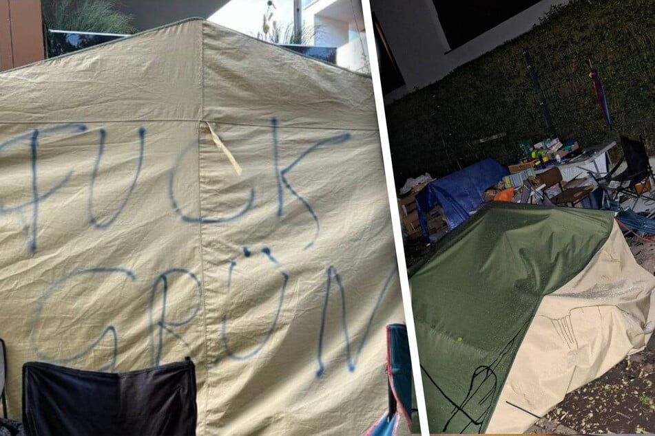 Erst wurde der Pavillon zur Versorgung der Besetzer besprüht, einige Wochen später runtergerissen.